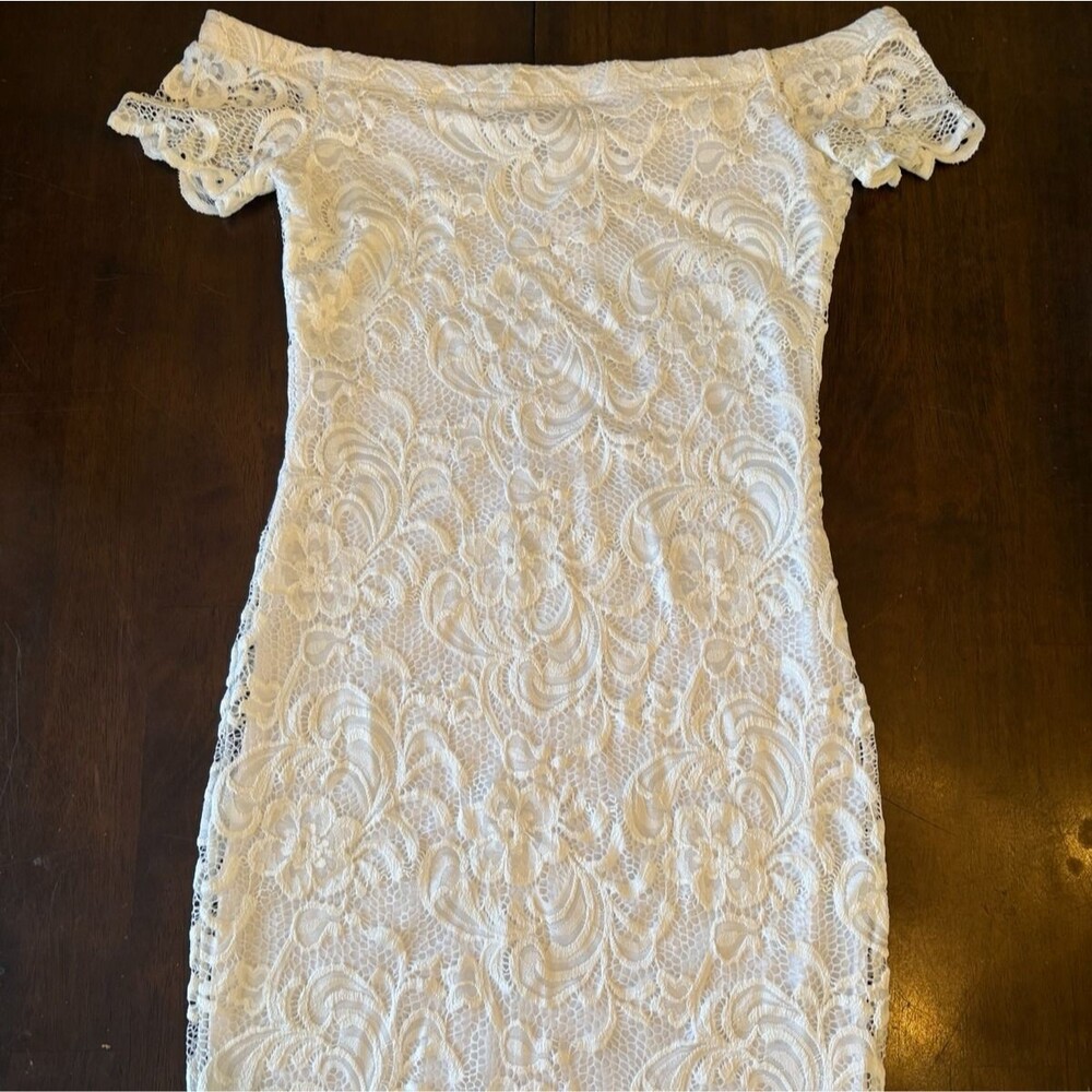 Women's girls juniors prom wedding dress short mini off shoulder white lace new